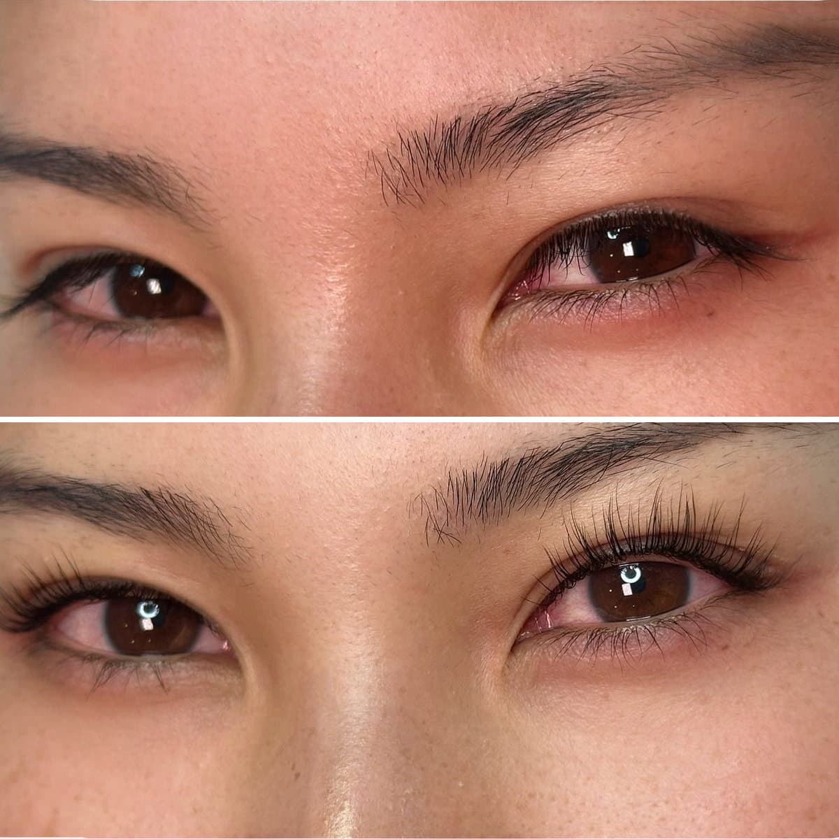 Lash lift and tint before and after on natural lashes at Beauty Balance by Jo
